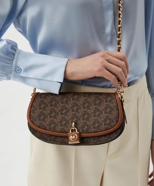 Michael Kors Small Mila Cross Body Bag With OG Box & Dust Bag Coffee Brown 20236