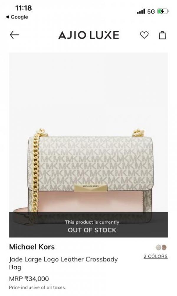Michael Kors Jade Large Logo Leather Crossbody Bag With OG Box & Dust Cover 60039 Beige Pink