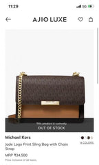 Michael Kors Jade Large Logo Leather Crossbody Bag With OG Box & Dust Cover 60039 Coffee Brown