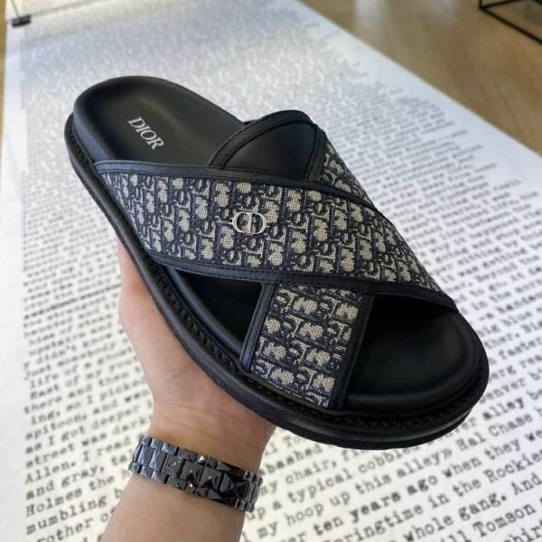 Dior Aqua Oblique Jacquard Slide Sandals