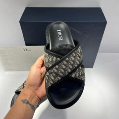 Dior Aqua Oblique Jacquard Slide Sandals
