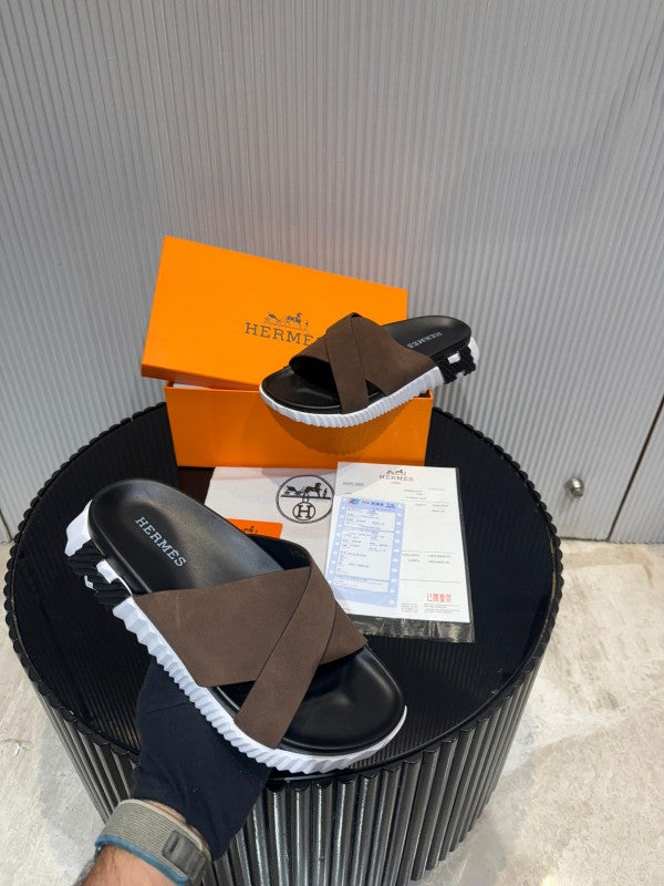 Hermes Infra Sandal Mens Brown Premium