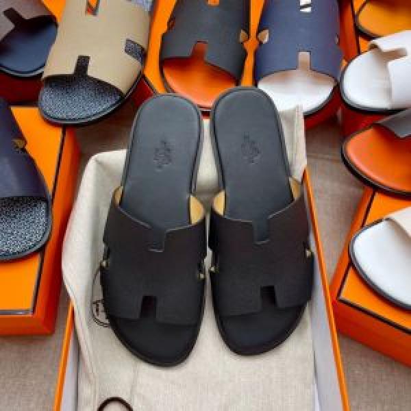 Hermes Izmir Premium All Black Sandal Mens
