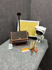 Michael Kors Freya Crossbody Bag With Dust Bag & Carry Bag 23013 Coffee Brown