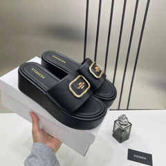 Coach Eloise Black Platform Slide Sandal With OG Box & Dust Bag 66227 Black