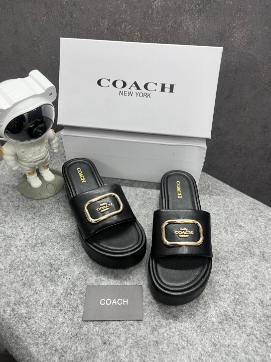 Coach Eloise Black Platform Slide Sandal With OG Box & Dust Bag 66227 Black