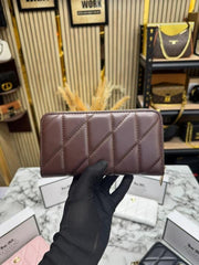 Coach Quilted Zipper Premium Wallet Includes Card Box And Dust Bag (CD003-Burgendy)