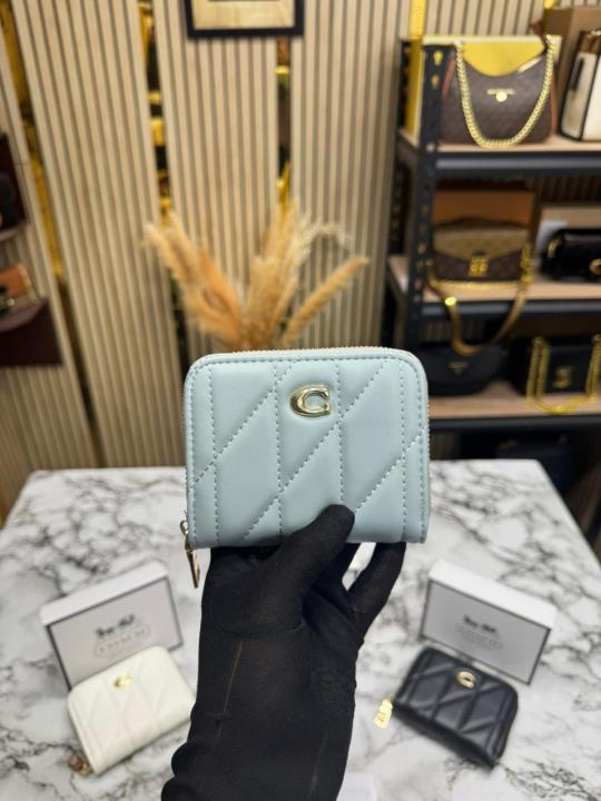 Coach Quilted Zipper Wallet Includes Box and Dust Bag (CXD005-Light Blue)