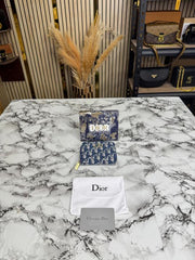 DIOR OBLIQUE ZIP WALLET WITH GOLD CD HARDWARE INCLUDES BOX AND DUST BAG (DXD002-BLUE)