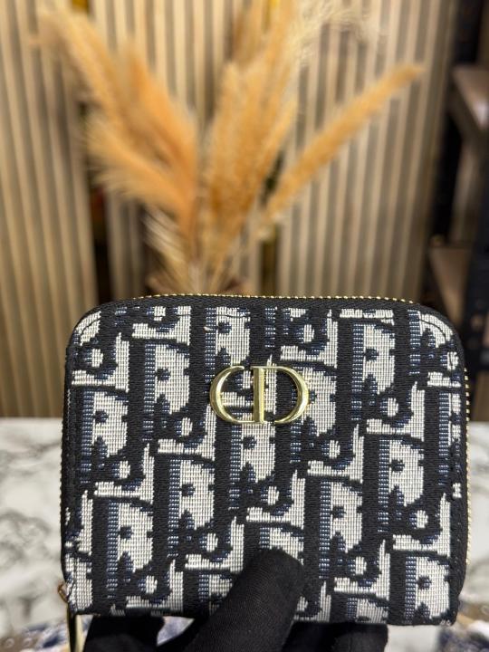 DIOR OBLIQUE ZIP WALLET WITH GOLD CD HARDWARE INCLUDES BOX AND DUST BAG (DXD002-BLACK)