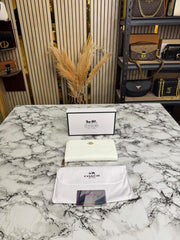 COACH EMBOSSED ZIP WALLET WITH GOLD HARDWARE INCLUDES BOX AND DUST BAG (CD002-WHITE)