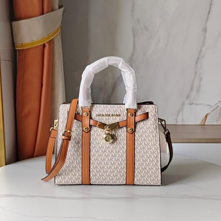 Michael Kors MK Nouveau Hamilton Large Satchel Bag With Dust Bag 1688 Beige Brown