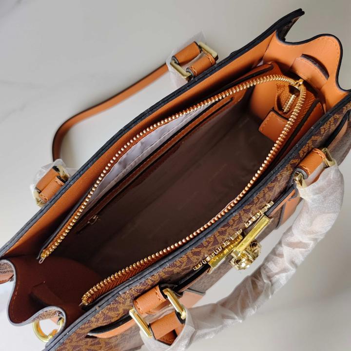 Michael Kors MK Nouveau Hamilton Large Satchel Bag With Dust Bag 1688 Coffee Brown