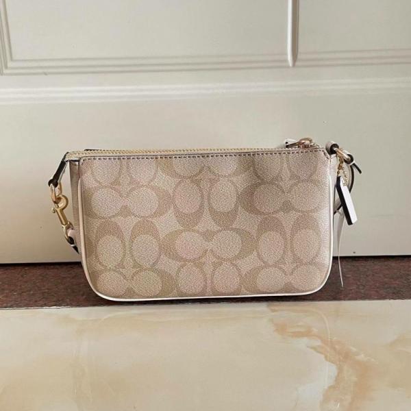 Coach Nolita 19 White Khakhi Sling Bag With Box Dust Bag Sling Chain
