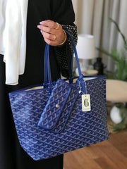 Goyard Saint Louis PM Tote Bag Dark Royal Blue With A Detachable Pouch With Dust Cover