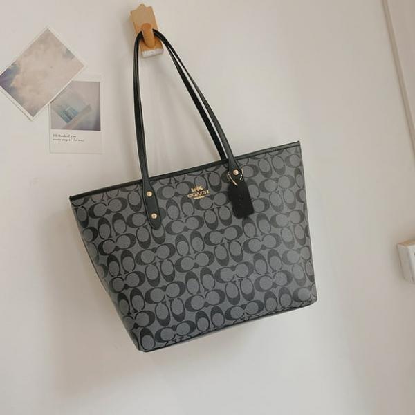 Coach Signature City Tote Bag With OG Red Box (55398 Black)