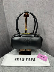 Miu Miu Beau Leather Black Top-Handle Bag With Dust Bag Black 5021