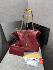 Ysl Saint Laurent Jamie 4.3 Medium Shoulder Bag Wine With OG Box Dust Cover & Carry Bag 6094 Wine