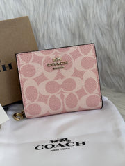Louis Vuitton Monogram Compact Wallet with Pink Leather Trim (9983-1)