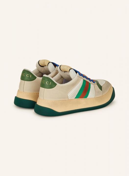 Gucci Screener GG Leather Sneakers Beige Green BlueMens