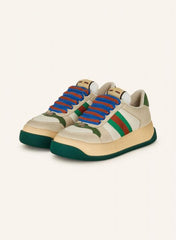 Gucci Screener GG Leather Sneakers Beige Green BlueMens