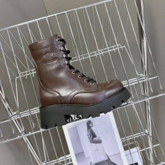 Celine Triomphe Rangers mid lace-up boot in calfskin leather.