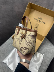 Coach Mini City Teri Toe Shoulder Bag In Signature Canvas Shell Print Gold Sand OG & Dust Bag 165