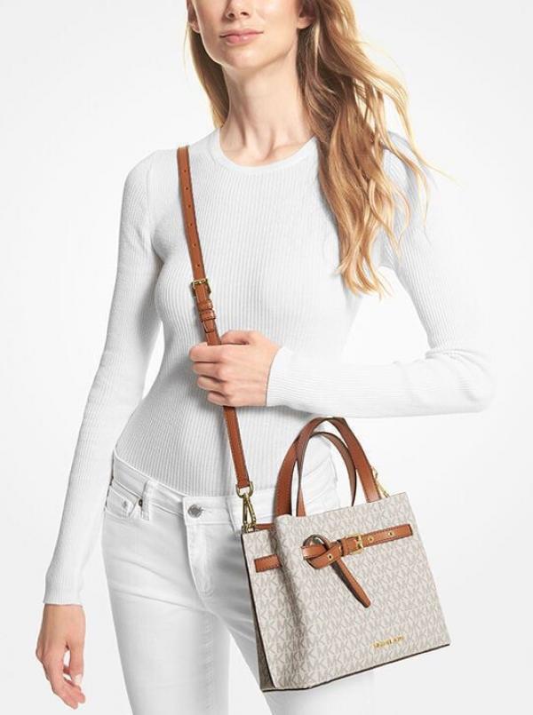 Michael Kors Emilia Beige Brown Handbag With Dust Cover 22311 Beige Brown