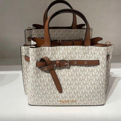 Michael Kors Emilia Beige Brown Handbag With Dust Cover 22311 Beige Brown