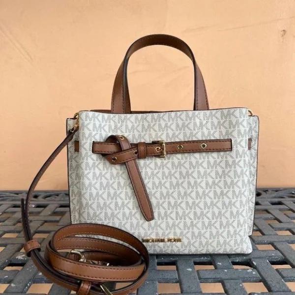 Michael Kors Emilia Beige Brown Handbag With Dust Cover 22311 Beige Brown