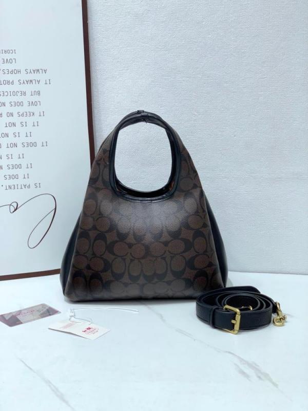 Coach Lana Shoulder Bag Old Flower Black Leather With OG Box & Dust Cover CM545