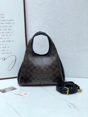 Coach Lana Shoulder Bag Old Flower Black Leather With OG Box & Dust Cover CM545