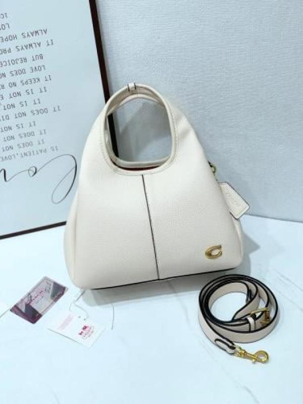Coach Lana Shoulder Bag Beige Leather With OG Box & Dust Cover CM545