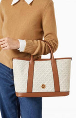 Michael Kors Luisa Medium Signature Logo Satchel Brown With Dust Cover Beige Brown 100825