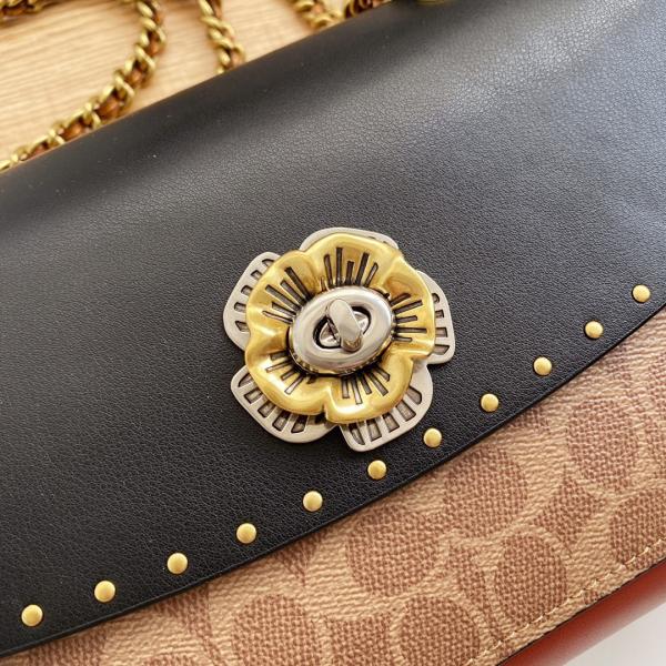 Coach CC Signature Rivet Parker 18 Shoulder Bag Black With OG Box & Dust Cover 28033