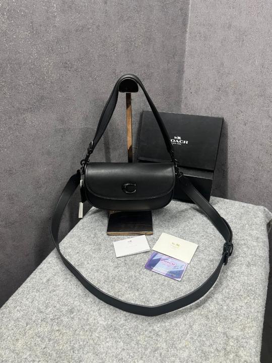 Coach Emmy Saddle Bag 23 Black With OG Box & Dust Bag C205 Black