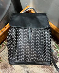 Goyard Alpin MM Backpack Green Goyardine Canvas Leather Premium Unisex Backpack Black