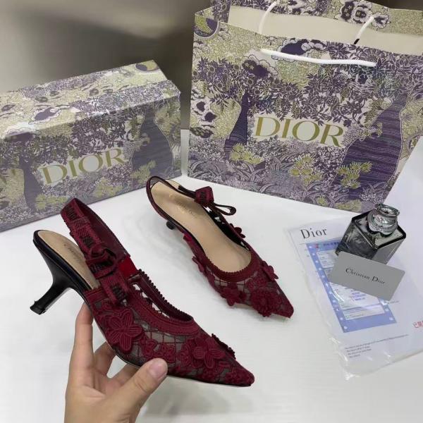 Dior Ja dior Slingback Heels Pumps White For Her With Original Box And Carry Bag 168822 Red