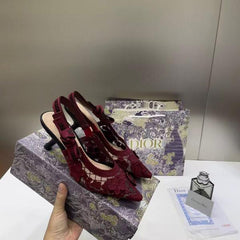 Dior Ja dior Slingback Heels Pumps White For Her With Original Box And Carry Bag 168822 Red