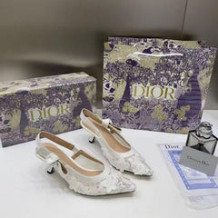 Dior Ja dior Slingback Heels Pumps White For Her With Original Box And Carry Bag 16882 White