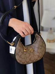 Coach Small Jonie 22 Half Moon Leather Shoulder Bag In Signature Apricot Black 2088