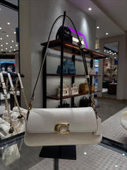 Coach Small Jet Shoulder Bag With OG Box Dust Cover & Carry Bag White C038