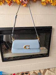 Coach Small Jet Shoulder Bag With OG Box Dust Cover & Carry Bag Sky Blue C038