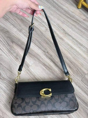 Coach Small Jet Shoulder Bag With OG Box Dust Cover & Carry Bag Coffee Black C038