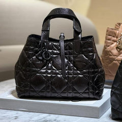 Christian Dior Medium Toujours Bag In Black Macrocannage Leather With Dust Cover Carry Bag 310 Black