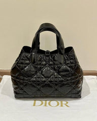 Christian Dior Medium Toujours Bag In Black Macrocannage Leather With Dust Cover Carry Bag 310 Black