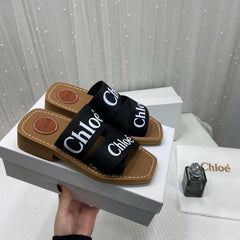 Chloe Premium Woody Slides With OG Box Dust Cover Black