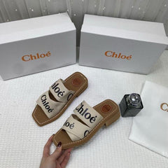 Chloe Premium Woody Slides With OG Box Dust Cover White