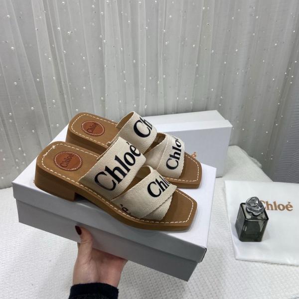 Chloe Premium Woody Slides With OG Box Dust Cover White