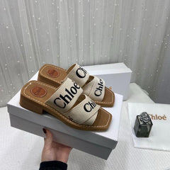 Chloe Premium Woody Slides With OG Box Dust Cover White
